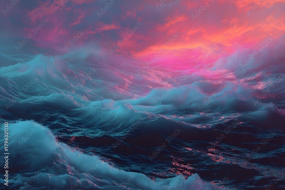 Fototapeta premium Dreamy vaporwave seascape 