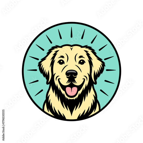Golden Retriever Logo with Rays