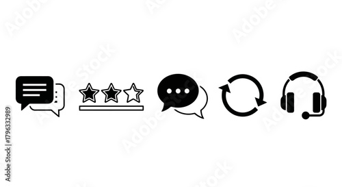 Customer Service and Communication Icons Set for Business and Support