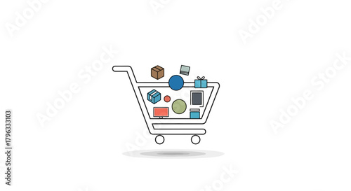 Modern Shopping Cart with Accessories for E commerce and Retail Success