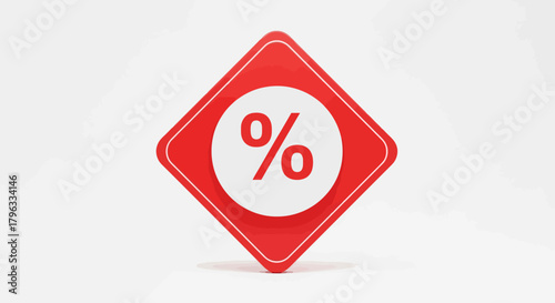 Close Up of a Red Discount Percentage Sign for Sale and Promotions