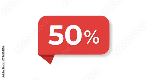 Clear red sale tag with 50 discount symbol for promotional and marketing use