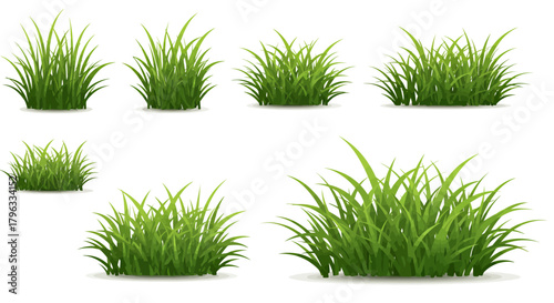 A collection of verdant grass tufts, rendered as a scalable vector graphic, perfect for adding a touch of natural realism to design projects and illustrations.
