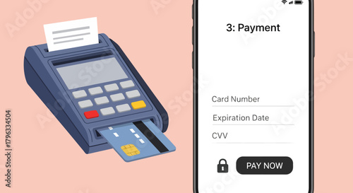Modern Point of Sale Terminal with Card Payment Processing System