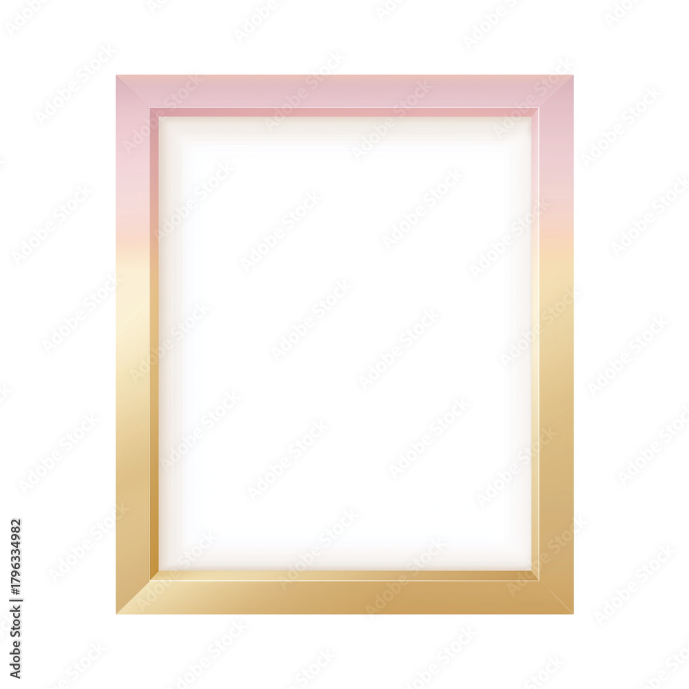 Fototapeta premium Square frame with soft pink and golden gradient on transparent background