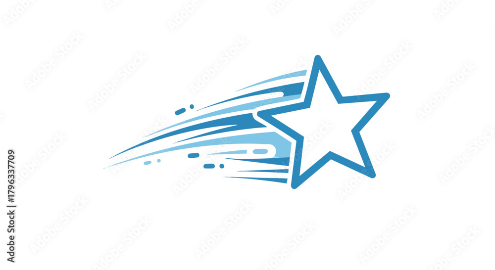 Obraz premium Logo Template Modern Dynamic Star Motion Trail Vector Graphic Design Blue