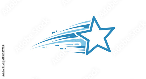 Logo Template Modern Dynamic Star Motion Trail Vector Graphic Design Blue