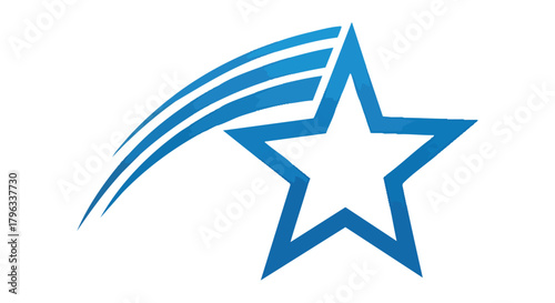 Logo Template Vector Icon Modern Abstract Shooting Star Blue Graphic Design Dynamic Geometric Star with Trailing Lines