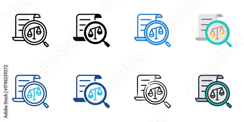 Judicial review icon set multiple style collection 
