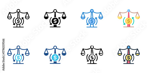 Monetary policy icon set multiple style collection 
