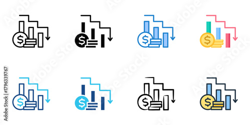 Deficit icon set multiple style collection 
