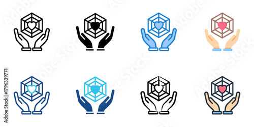 Social safety net icon set multiple style collection 
