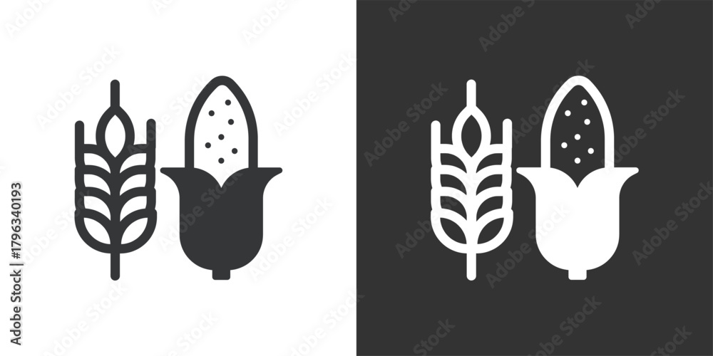 Fototapeta premium Wheat and Corn icon. Solid glyph series icon