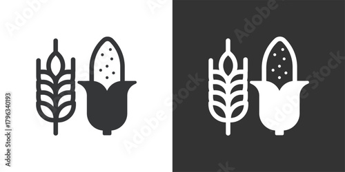 Wheat and Corn icon. Solid glyph series icon