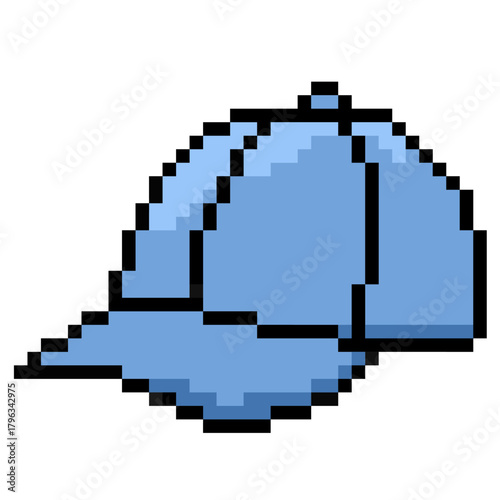Pixel Cap Vector Ideal for gaming, clothing, fashion, headwear, or digital art themes requiring a simple retro 8-bit aesthetic.