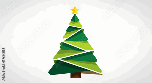 Stylized Christmas Tree Illustration with Star