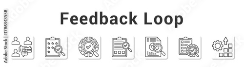 Feedback Loop  Modern and clean web banner illustration vector featuring thematic icons”