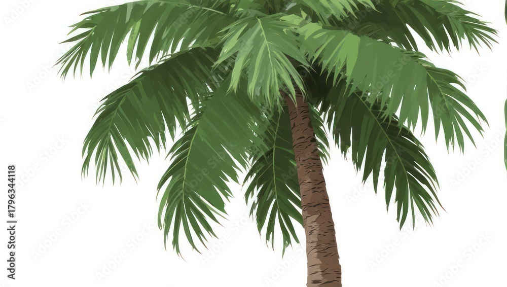 Fototapeta premium A Realistic Palm Tree Isolated on a White Background.