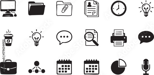 office minimalist line art illustration icon