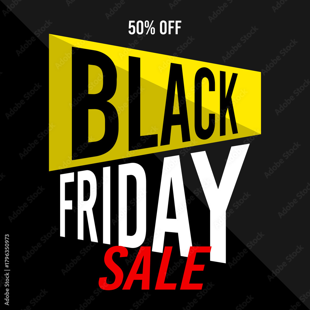 Obraz premium 50% off black friday sale, 50%off fifty percent off 50 % off, price, discount, retail, november.