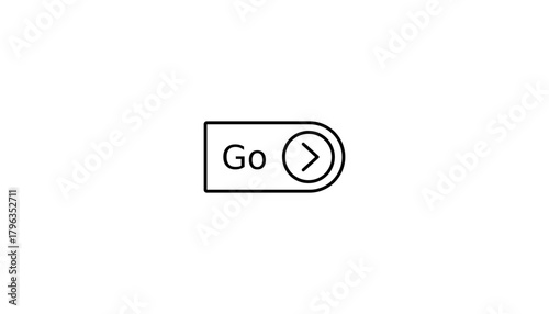 Go Button Vector Illustration: Simple Minimalist Design on White