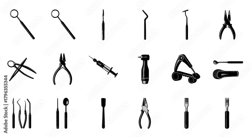 Obraz premium Professional dental tools collection for modern dentistry and patient care innovation