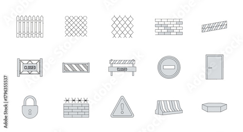 Collection of security and construction elements for safety and access control