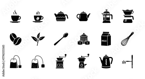 Modern beverage icons for cafe branding and kitchen design