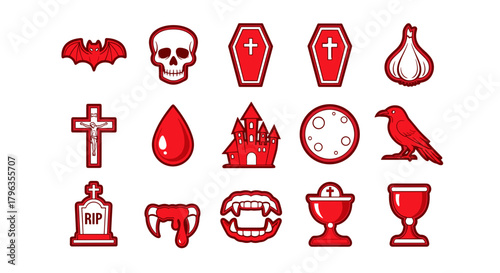 Spooky Halloween icons collection for chilling holiday designs
