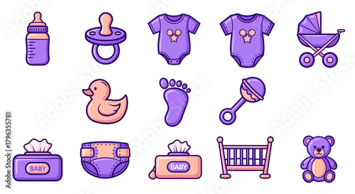 Adorable baby essentials collection for newborn care and nursery setup