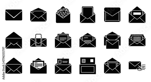 Modern mail and letter icons set for professional communication and delivery services