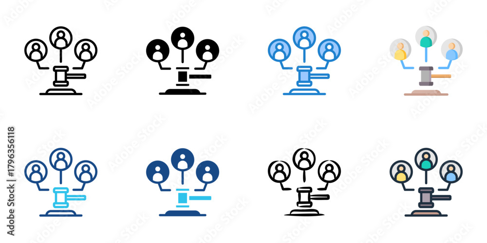 Fototapeta premium Public policy icon set multiple style collection 