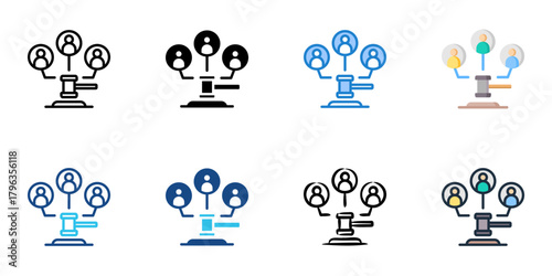 Public policy icon set multiple style collection 
