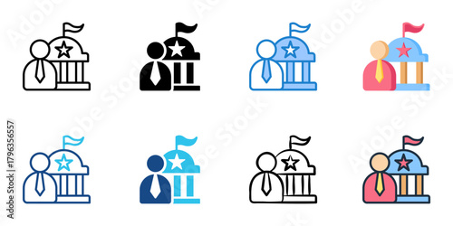 Civil service icon set multiple style collection 
