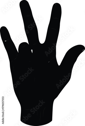 Silhouette hand showing three fingers up gesture