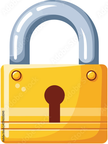Golden padlock illustration - security and protection icon