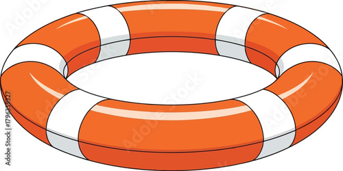 Orange and white lifebuoy ring isolated on white