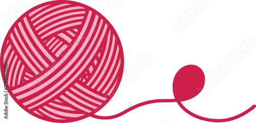 Pink yarn ball with unraveling thread icon