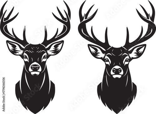 Two majestic deer heads silhouette