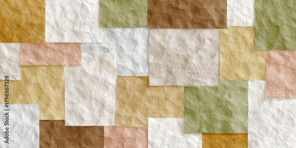 Fototapeta premium Abstract Crumpled Paper Squares Earthy Tones Texture