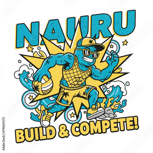 tshirt design nauru-build-compleate-cartoon