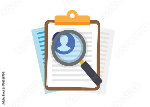 Clipboard with job candidate profile.