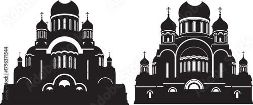 Two orthodox church silhouettes side by side