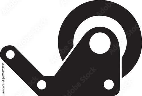 Black caster wheel vector icon for furniture and industrial equipment mobility solution on a solid background