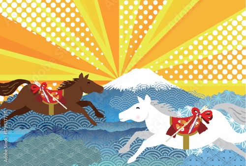 午　年賀状　干支　背景