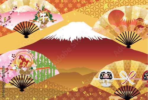 午　年賀状　干支　背景