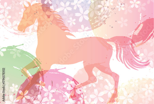 午　年賀状　干支　背景