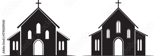 Two gothic churches silhouette side by side