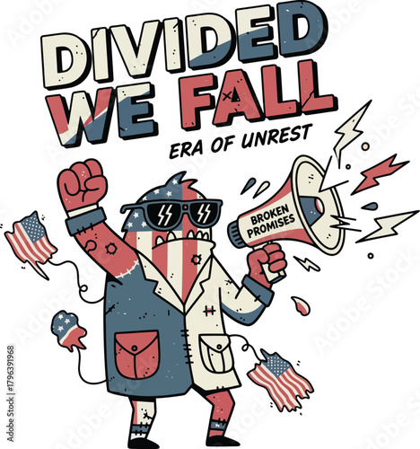 tshirt design divide-we-fall-era-of-un-rest