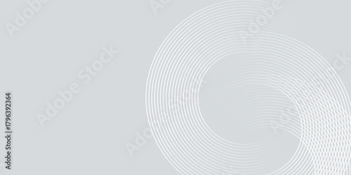 Abstract white glowing geometric lines on gray background. Modern shiny blue circle lines pattern. Futuristic technology vector eps10